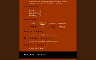 Screenshot of administration page