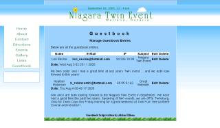 Screenshot of Guestbook Control Panel